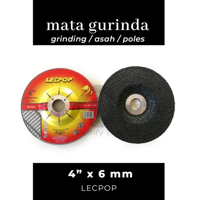 Batu Gerinda Asah 4 in 4” x 6 mm Mata Gurinda Poles Grinding Besi Lecpop