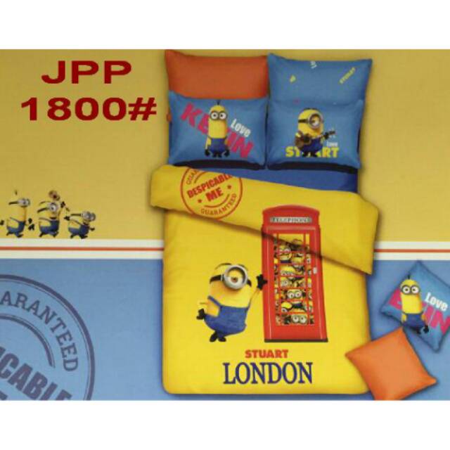 Sprei katun jepang panel ato 3dimensi motif minion
