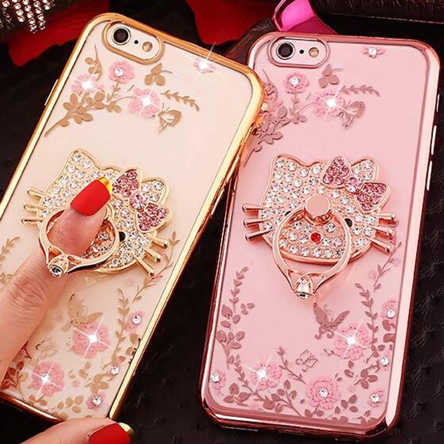 Softcase Flower  +  Ring Stand Swarovsky For Hp Oppo Realme Vivo Samsung Iphone Xiaomi Redmi