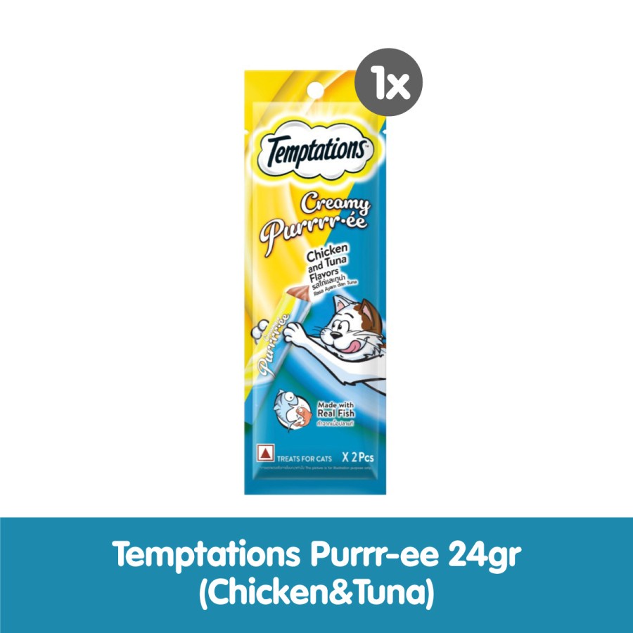 Temptations Creamy Purrr-ee Chicken &amp; Tuna 24 gr Snack Kucing Treats