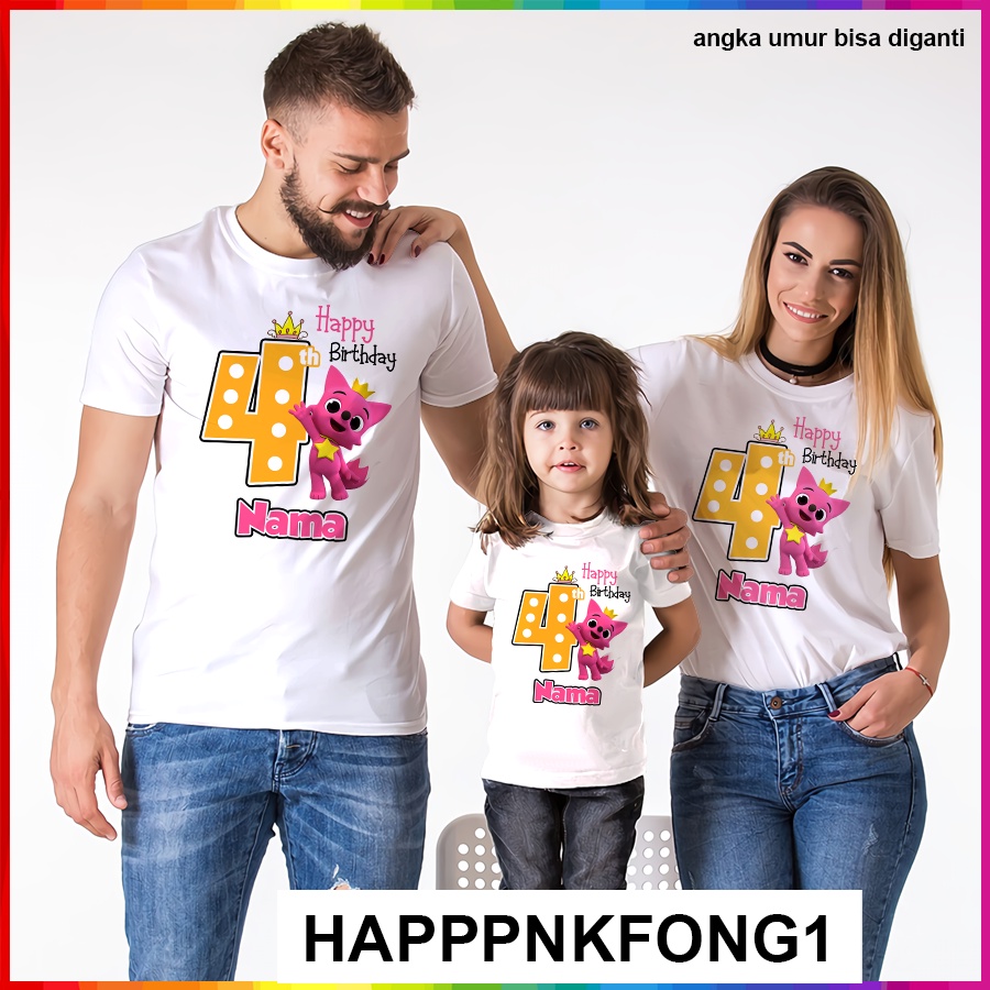 Baju Kaos ANAK DAN DEWASA PINK FONG COUPLE (FREE NAMA)