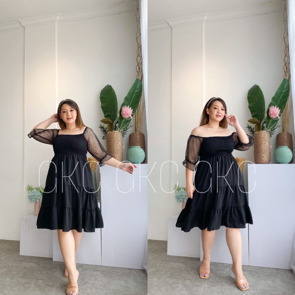 Smoke Dress Jumbo | Gaun Wanita | Dress Korea Style Plus Size | Baju Wanita | Baju Dress Wanita Terb