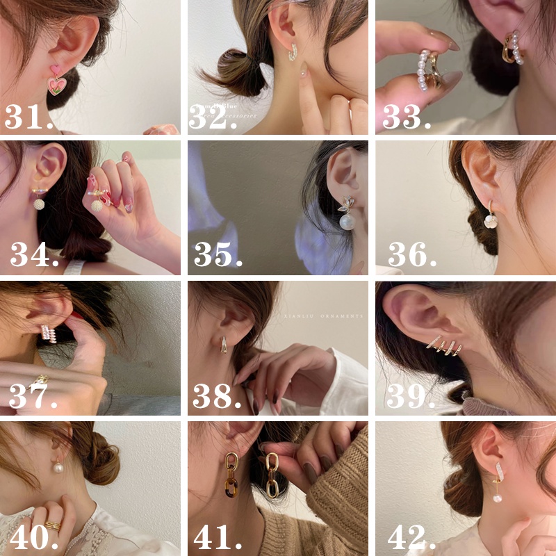 Anting Stud S925 Silver Needle Aksen Mutiara Gaya Retro Korea Untuk Aksesoris Perhiasan
