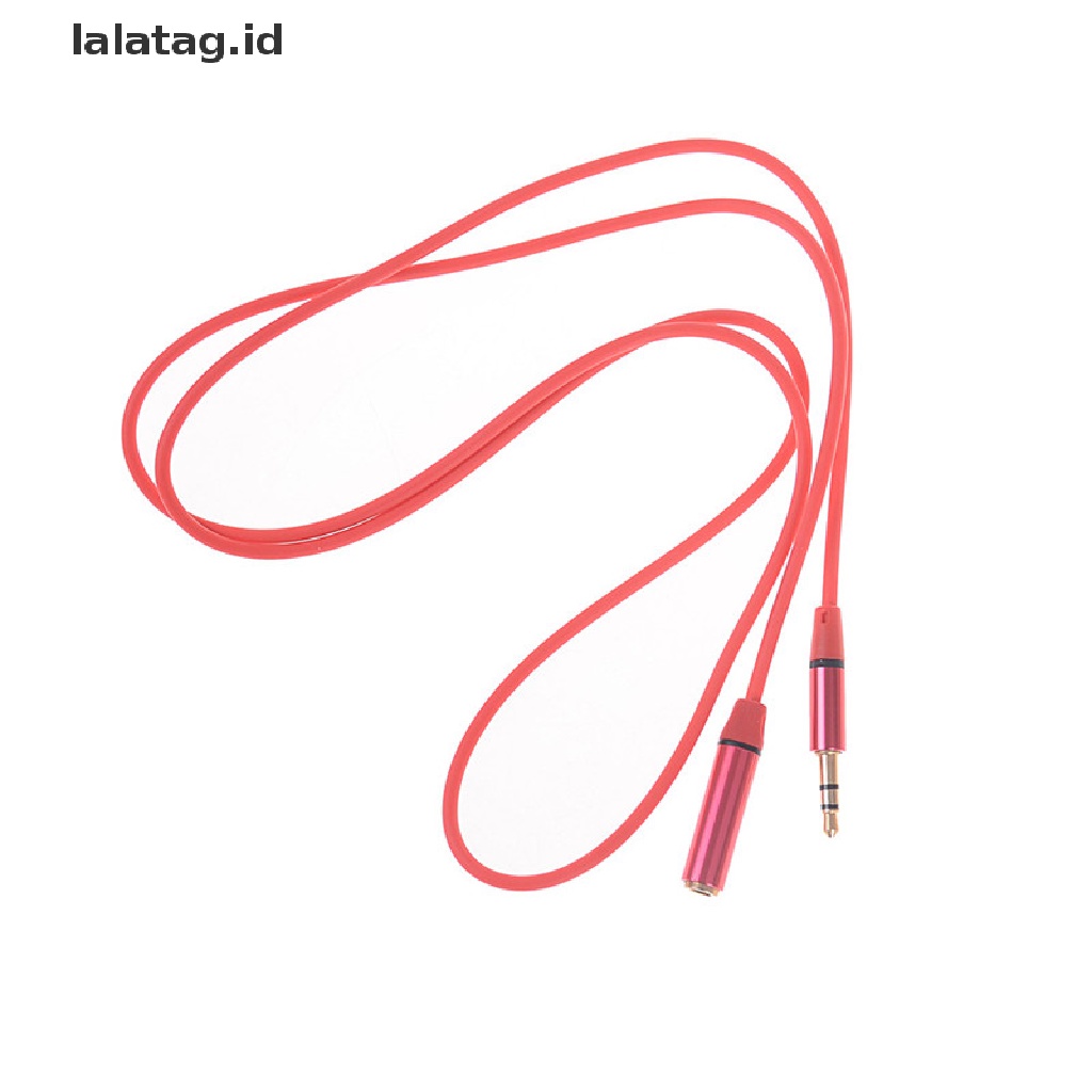 (Flyag) Kabel Adapter Extension Audio headphone / earphone 3.5mm 4 Pole Male / Female Warna Merah