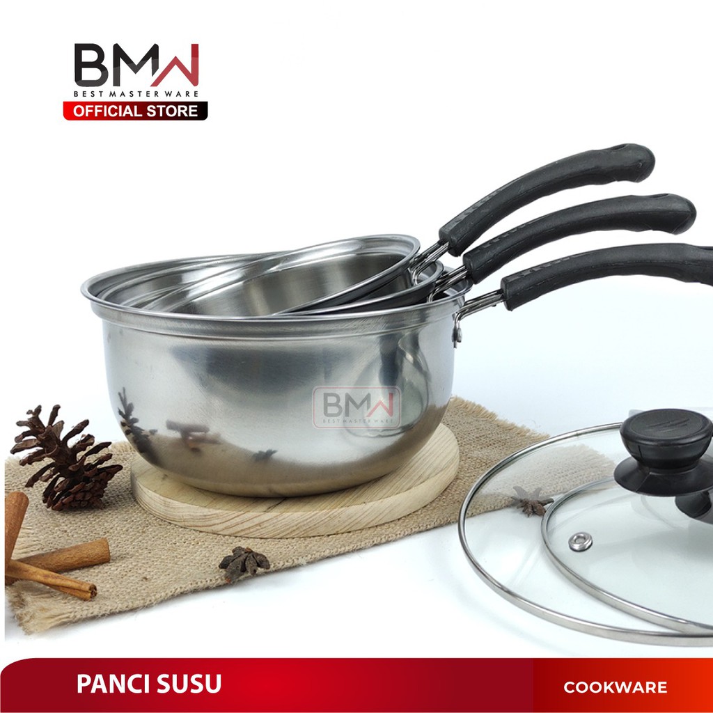 BMW Kitchen Ware - Panci Susu Stainless Steel Milk Pot Soup Pot Panci Sup Tutup Kaca-2