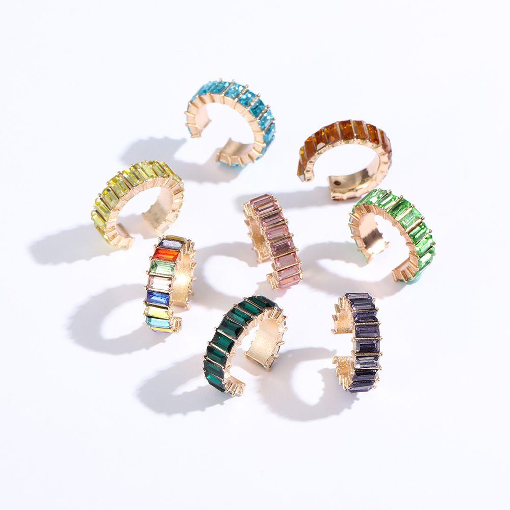 Suyo CZ Cuff Earrings Fashion Hadiah Accessorie Tanpa Tindik Anting Perhiasan Tanpa Tindik Berbentuk C