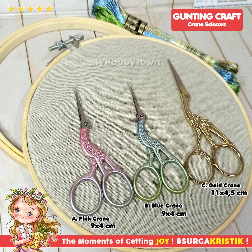 Gunting Craft Fancy Unik Crane Bangau Scissors DIY Sulam Embroidery