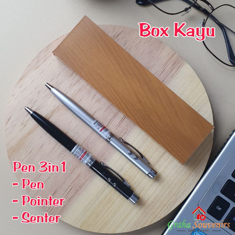 

Pen Laser / Pen Pointer 3in1 Box Kayu