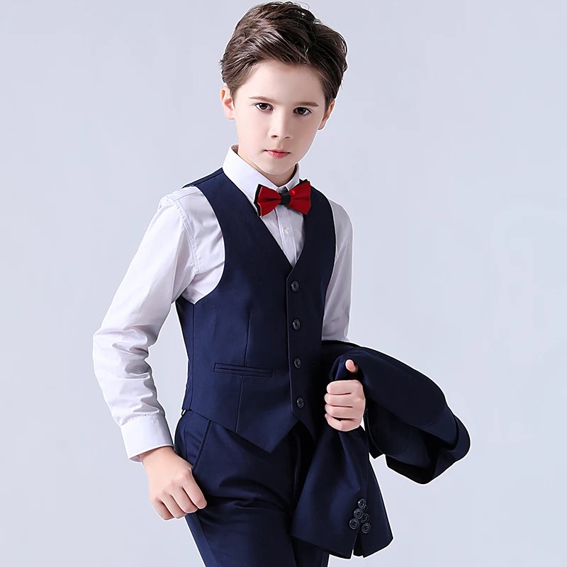 SETELAN ROMPI / VEST ANAK RESMI FORMAL WARNA NAVY BLUE LENGKAP 4IN1 BAHAN HIGH TWIST ORIGINAL NIKAYU