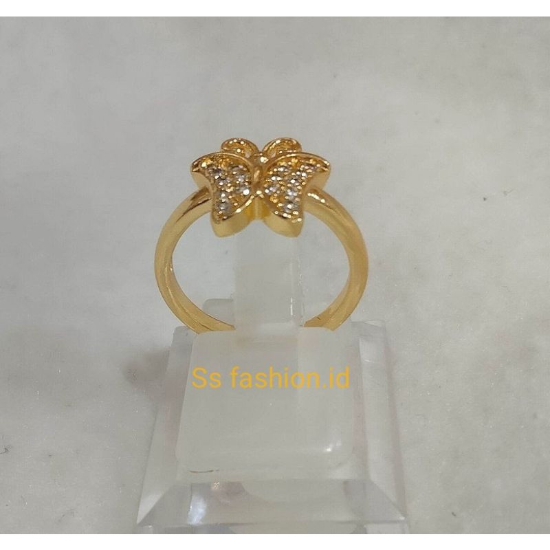 cincin kupu-kupu lapis emas 24 k