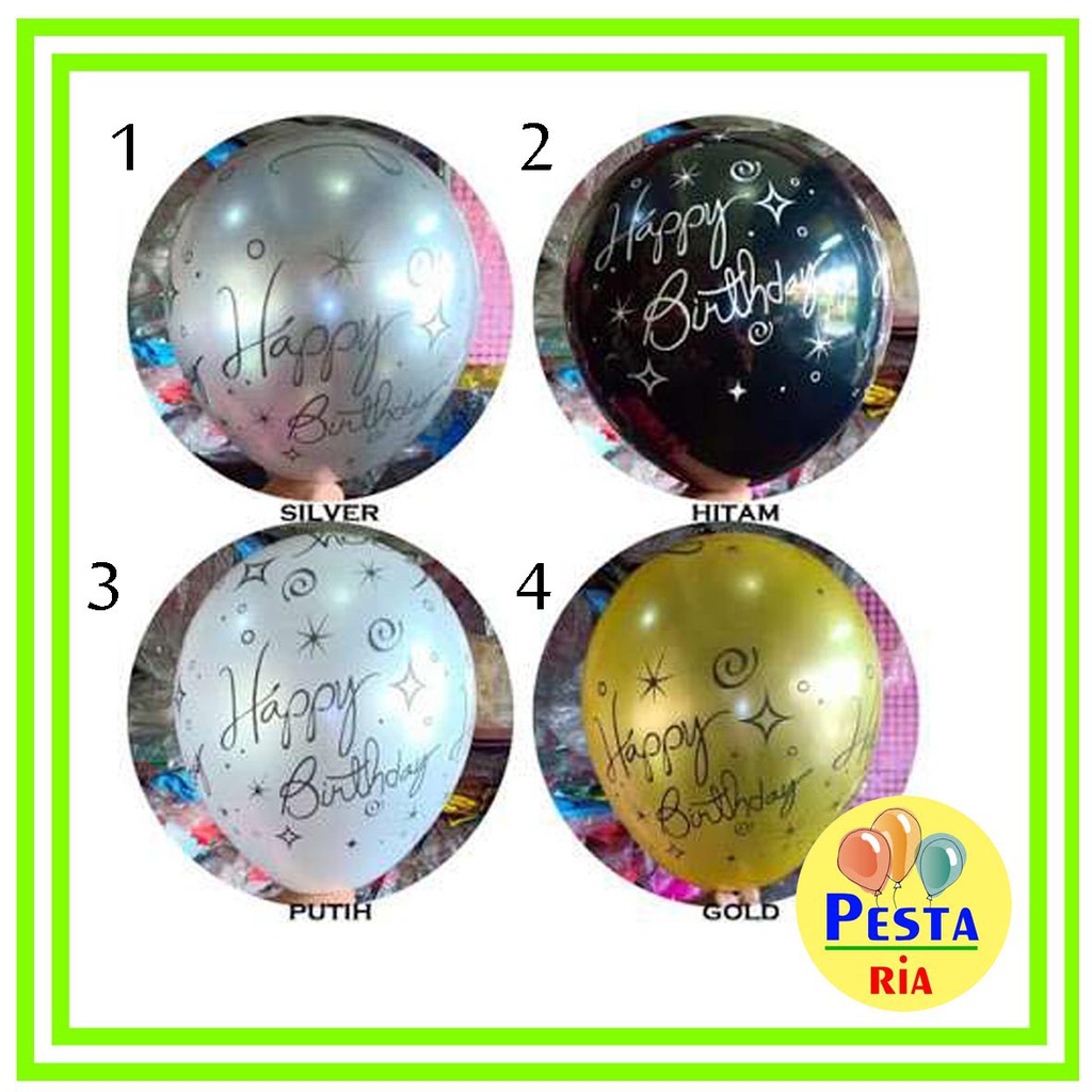 Murah 1Pcs Balon New HBD Gold Silver Hitam Putih/Balon Latex Gold HBD/Balon Decoration/Balon Ulang T