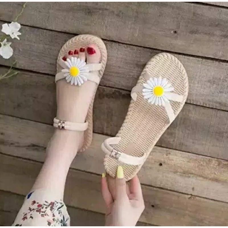 Sandal Wanita Suide Etnik Motip Bunga Matahari termurah