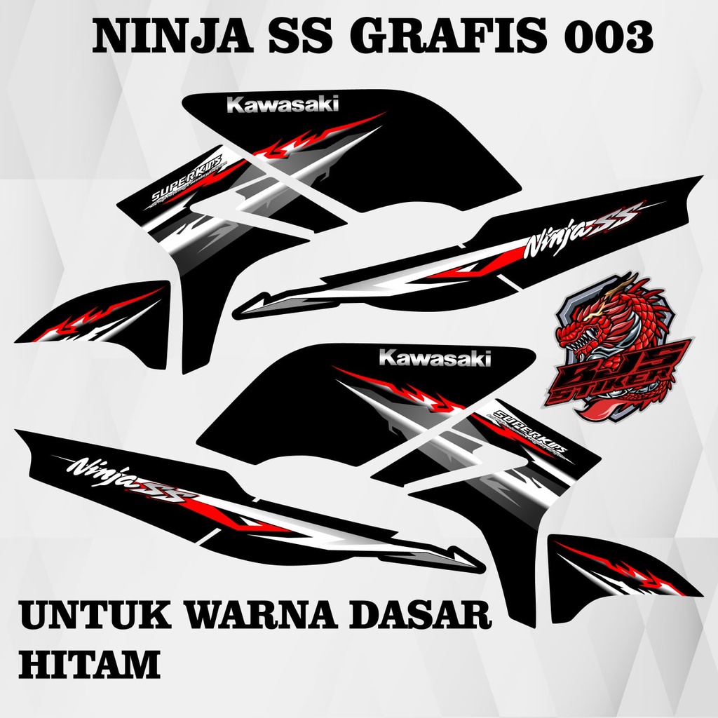 Striping ninja ss - Stiker Decal kawasaki ninja ss grafis 003 warna dasar hitam