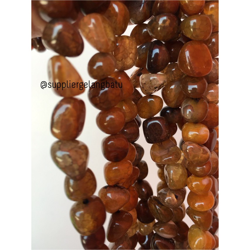 manik Batu alam yellow agate 12 x 10mm kuning serat vein agatis nature aksesoris craft grosir bahan