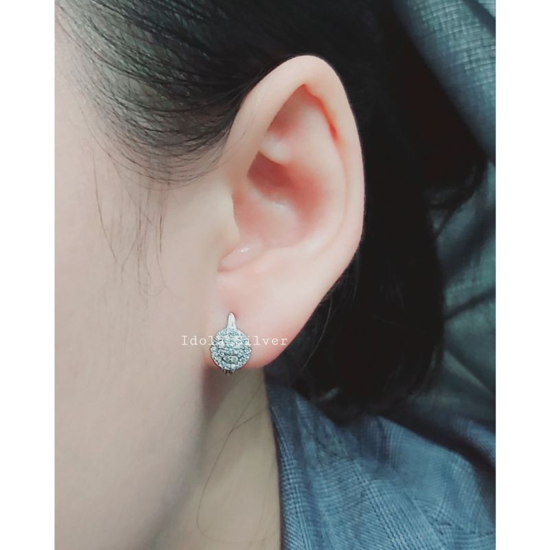 ANTING PERAK ASLI SILVER 925 LAPIS EMAS MODEL JEPIT BUNGA- PERHIASAN PERAK WANITA