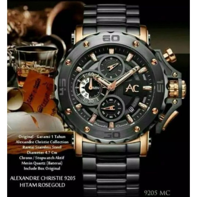 ( SOLD OUT ) Alexander Christie AC 9205 MC Rose Gold (NEW,All Stainlees Steel,Quartz,masih plastikan