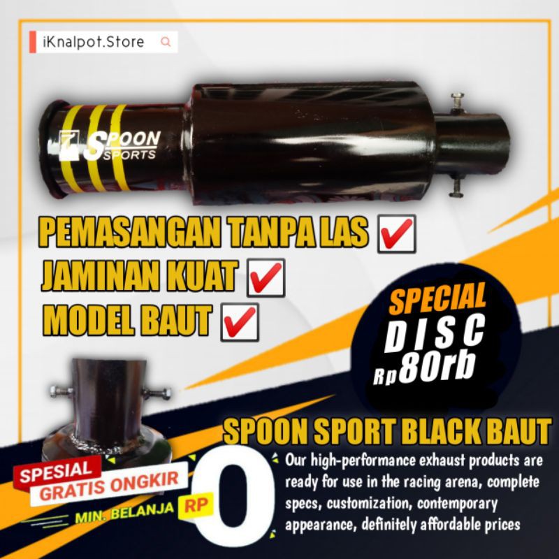 Knalpot Spoon Sport Baut Hitam Bass Muffler Mobil Racing Spoon Sport Baut Hitam Gahar Bas