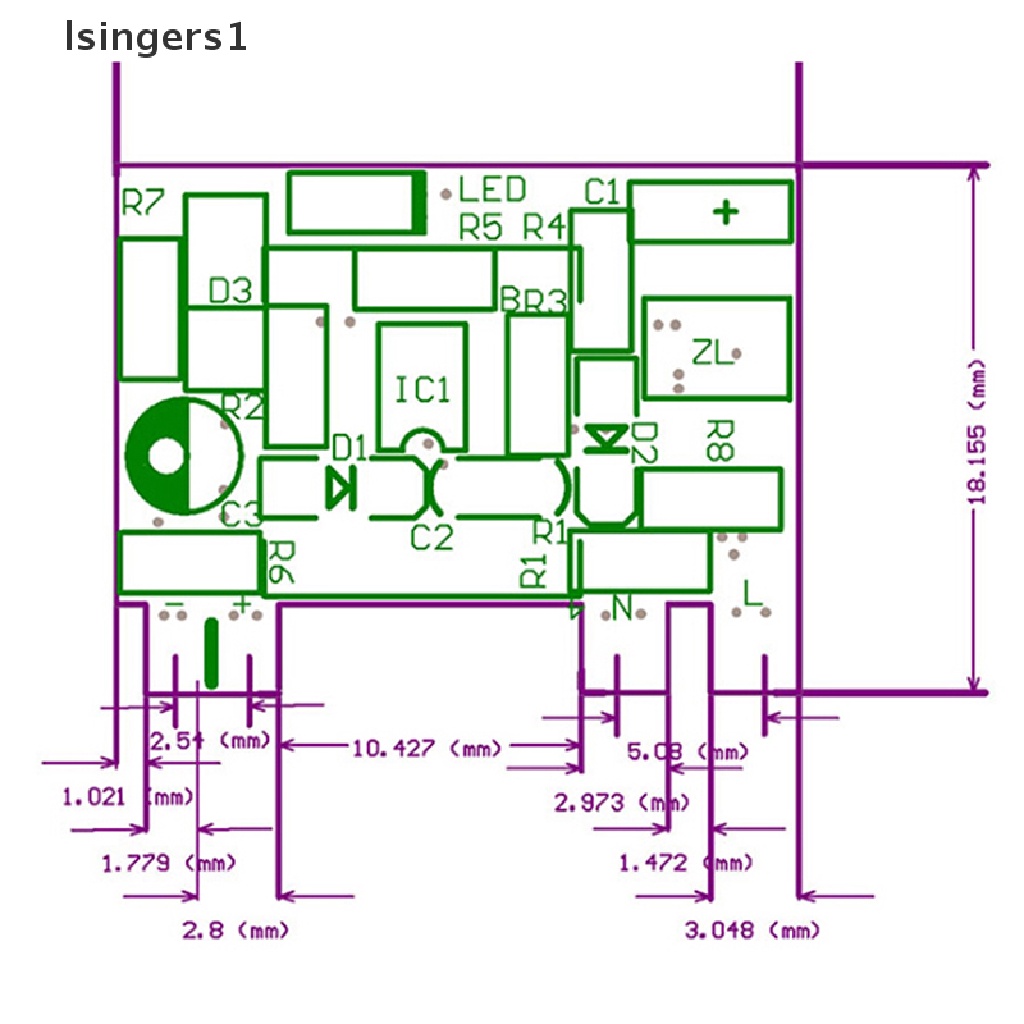 (lsingers1) Modul Konverter power supply AC-DC 12V 300mA 3.5W