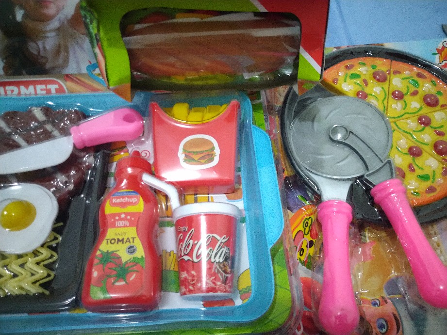 Lf 51big Tray Fast Food / Mainan Makanan Siap Saji Steak Potong Kentang Goreng Dll