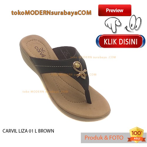 CARVIL LIZA 01 L BROWN sandal wanita wedges jepit