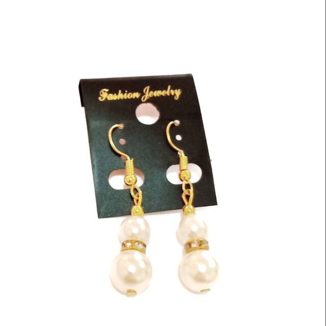 Dianne Double Pearl Earrings Anting Hooks