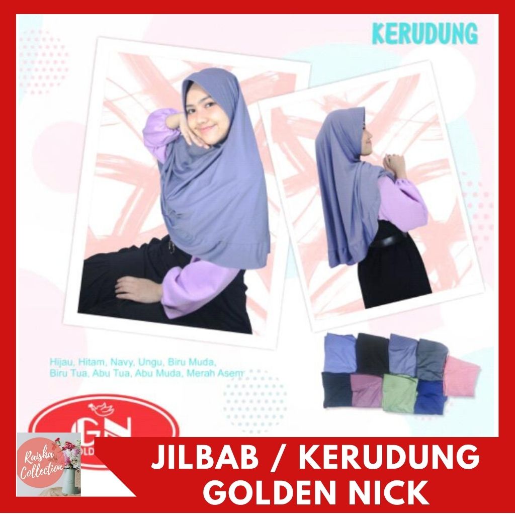 Raishacollection  Jilbab/Kerudung Golden Nick/Serut Polos ANTEM Bahan Jersey Premium