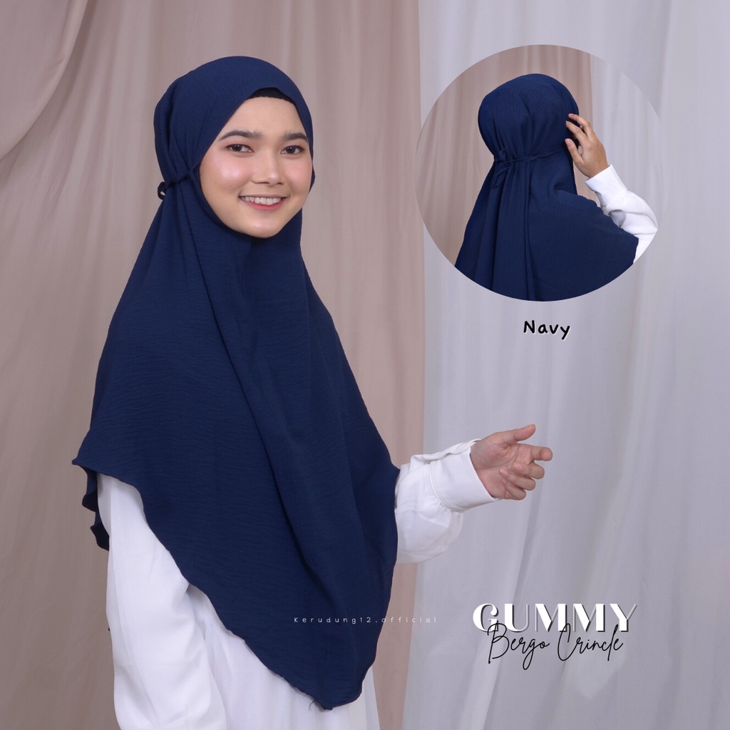 Bergo Crincle/ Gummy Bergo Instan Crincle-Navy