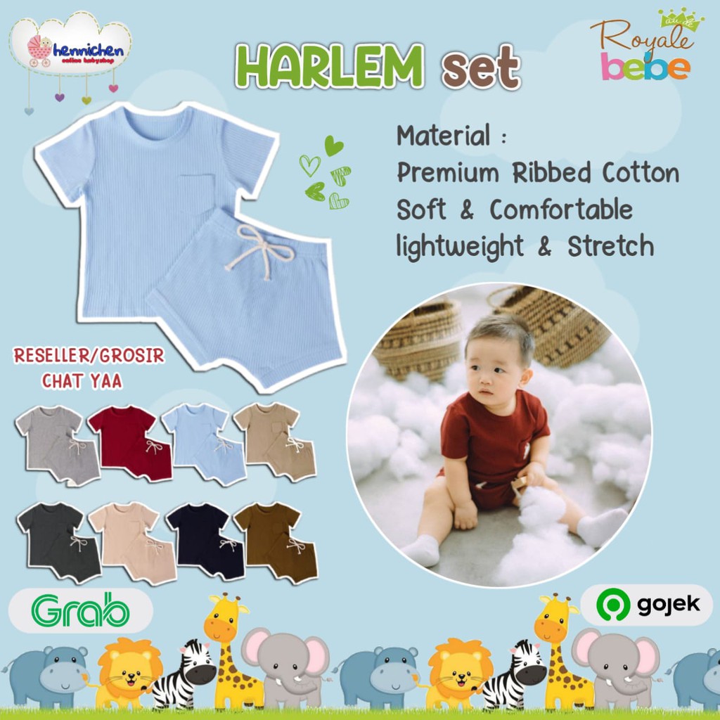 ROYALE  BEBE HARLEM SET SETELAN OBLONG ANAK PREMIUM PIYAMA ANAK PIYAMA BAYI 6-36 BULAN