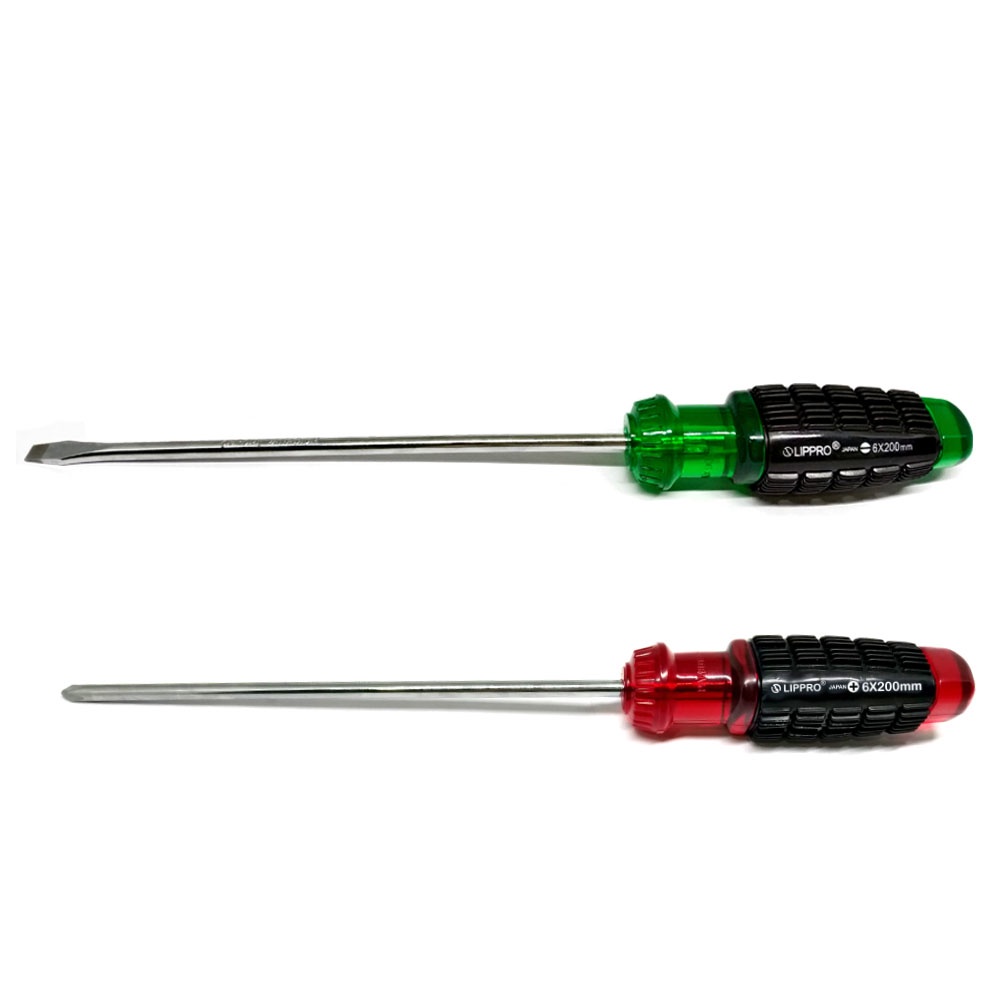 PAKET 2 SET LIPPRO OBENG 8 INCH PLUS MINUS GAGANG KARET SCREWDRIVER