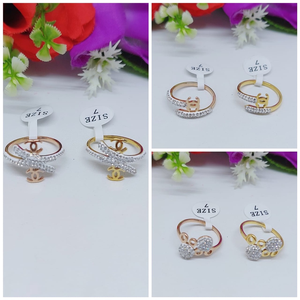 Titanium cincin fashion permata T0041 0042 0043