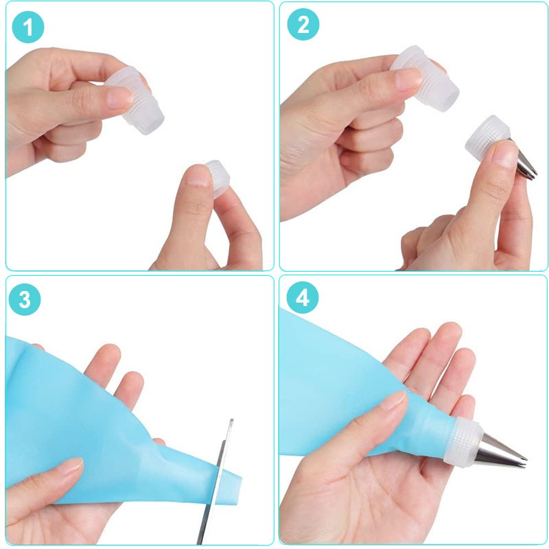 Piping Bag Silicone 16 in 1 Icing Piping Bag untuk Dekorasi Kue Cake / Piping Bag Spuit Cake Silicone Serbaguna