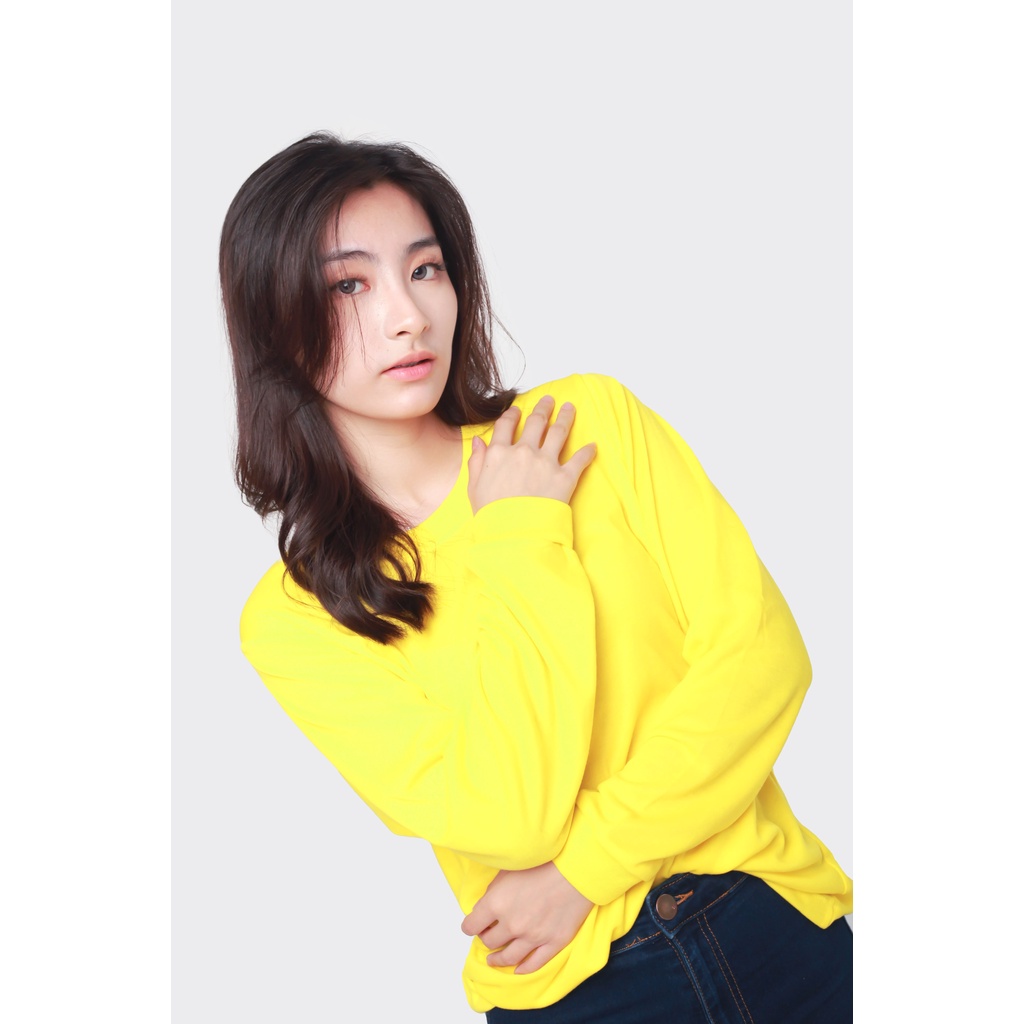 SIBISAN Kaos Polos Oblong Lengan Panjang TC 28 Kuning Kenari