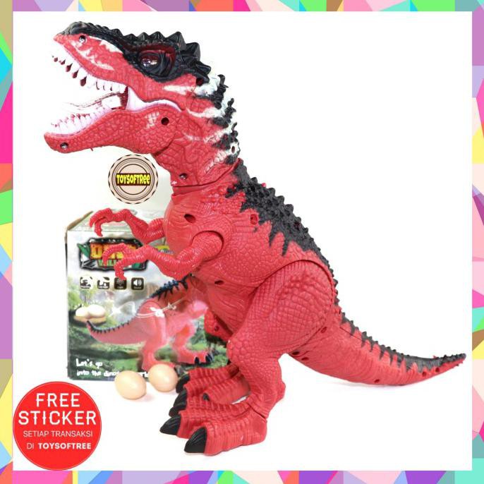 MAINAN DINO ROBOT T-REX DINO VALLEY DINOSAURUS DINOSAUR T-REX BERTELUR - Merah