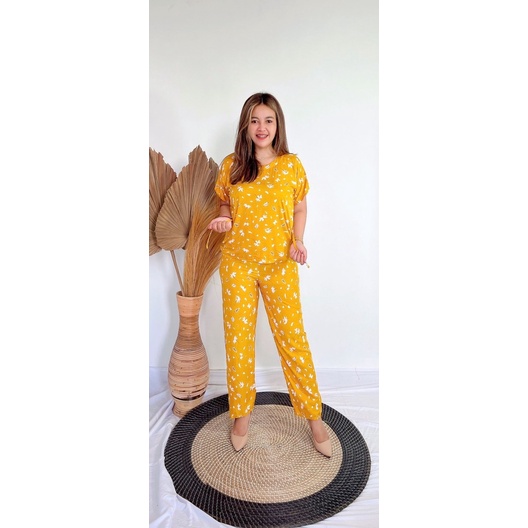 Daster Babydoll Panjang Bali-BD - BUNGA MUSTARD