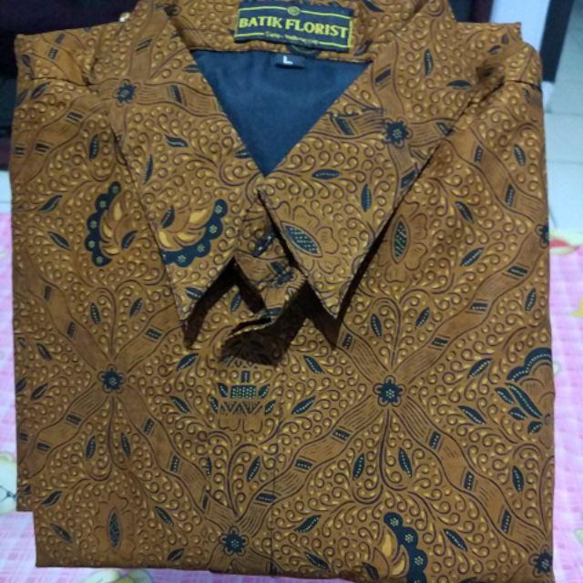 Sidomukti Sogan Pendek Kemeja Batik Pria Katun Primisima Full Furing