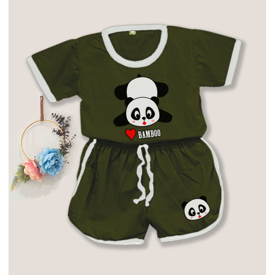 RILLO - Setelan baju playful colour anak karakter panda / setelan anak unisex