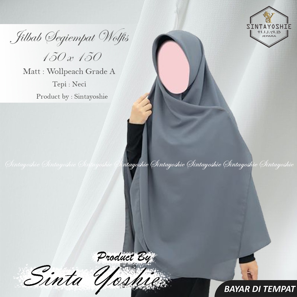 Jilbab Segi empat Wolfis 150x150 Kerudung Segi Empat Hijab Jumbo Grade Original