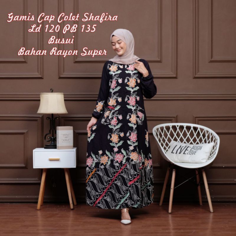 Gamis Rayon Premium Jumbo Homedress Kekinian Terbaru Busui Resleting Depan Batik Cap Pekalongan Termurah