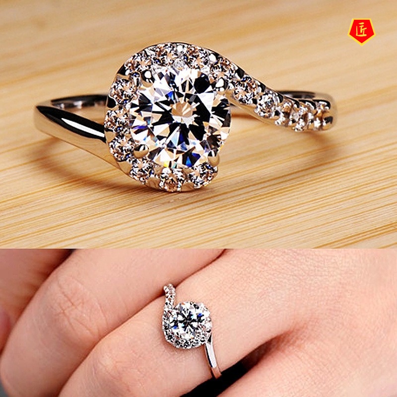 [Ready Stock]Creative Question Mark Silver Inlaid Diamond Ring