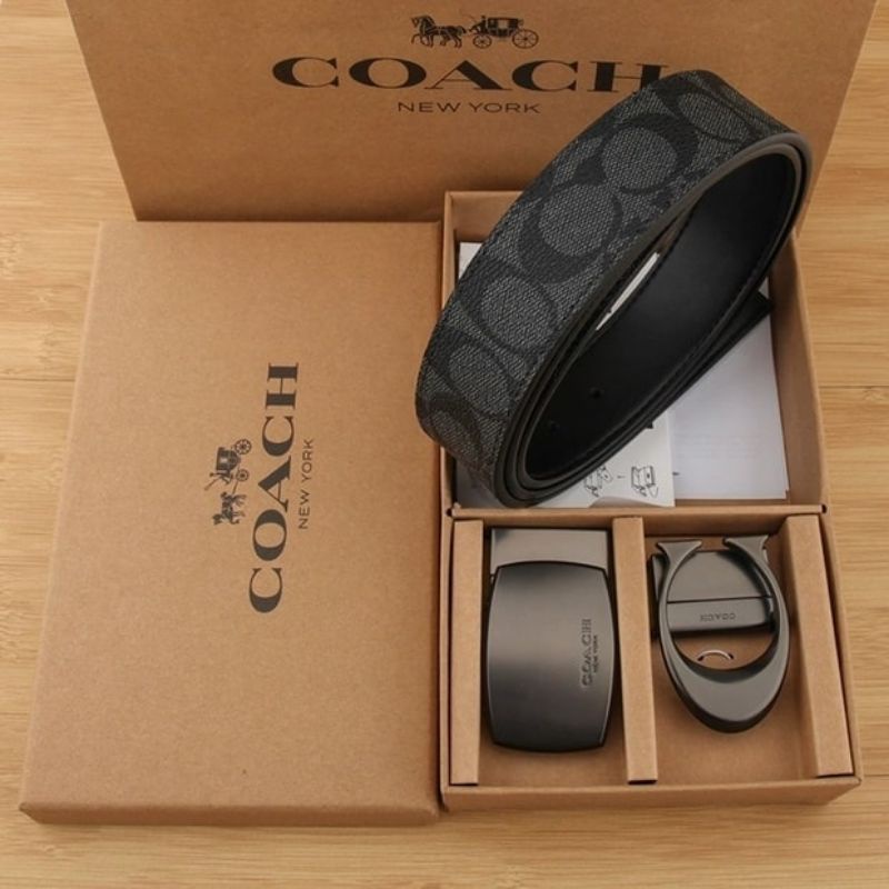 COACHH MEN BELT IKAT PINGGANG SABUK GIFTSET FREE BOX PAPERBAG PREMIUM QUALITY