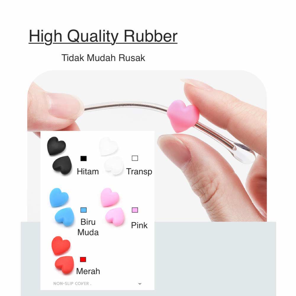 1 Pasang [ Biru Muda ] Pengait Kacamata Silikon - Anti Slip - Earhook Silicone - Penahan Hijab Style - KP8069