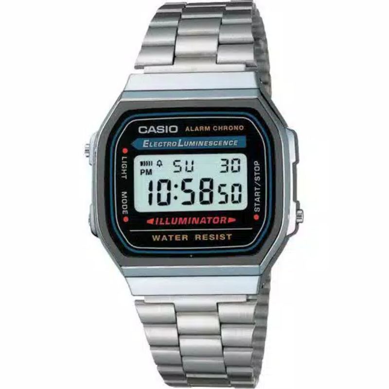 Jam Tangan Digital Petak/Model Casio LED Rantai Pria