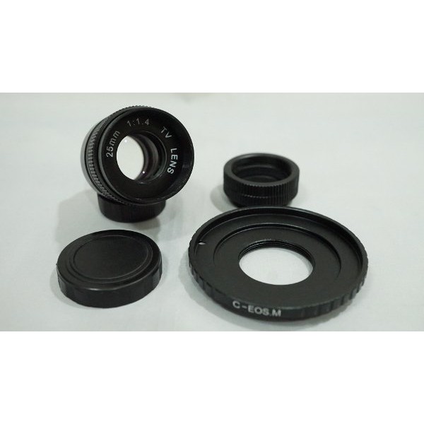 Paling Murah   Lensa Fujian 25mm F1.4 CCTV Lens . C Adapter . 2x Macro Ring