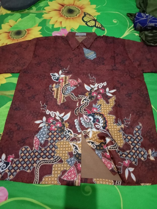 Kemeja Batik Pria Semi Sutra Sanwoz Puring Istimewa