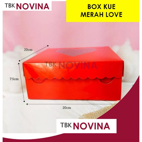 KOTAK KUE MERAH LOVE / BOX CAKE KUE TART / BOX KUE ULANG TAHUN