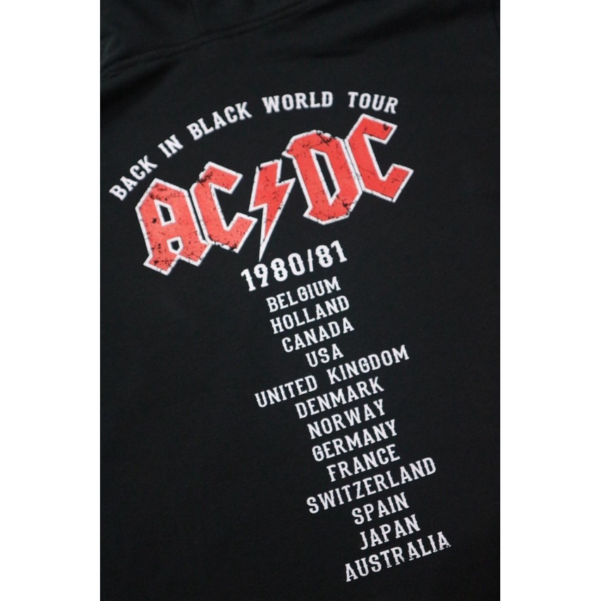 Hoodie H&amp;M ACDC Tour Black Sweater pria wanita Hoodie ACDC vintage Hitam