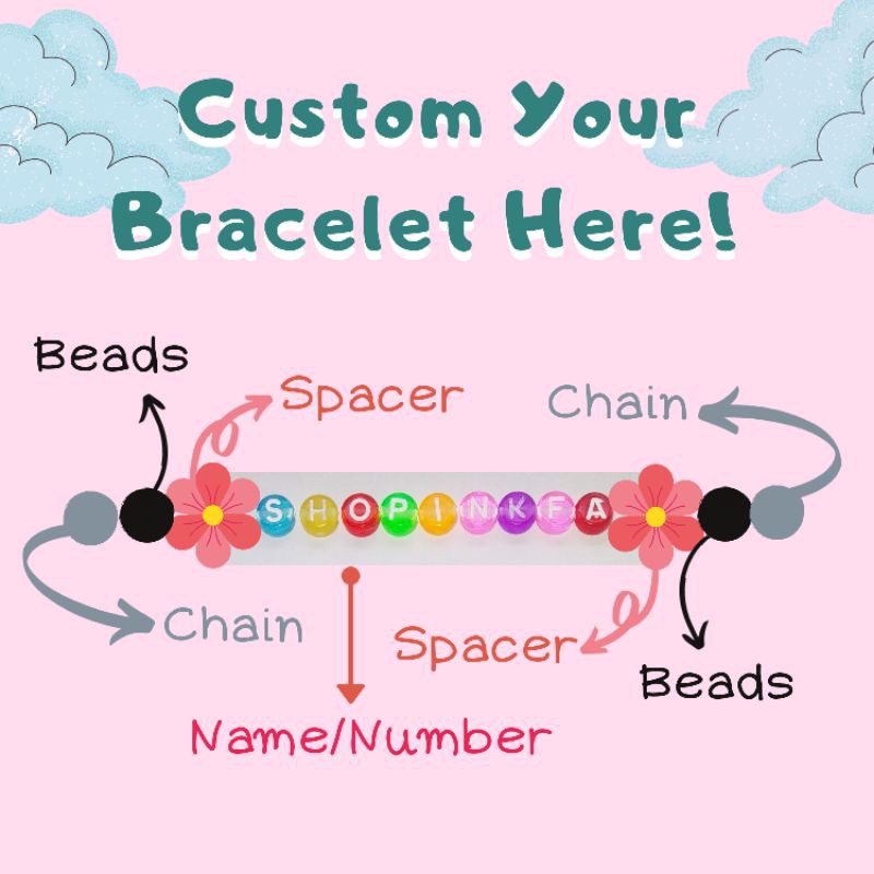 Custom Bracelet Beads (Gelang Manik Bisa Request Nama/Angka) Gelang KPOP