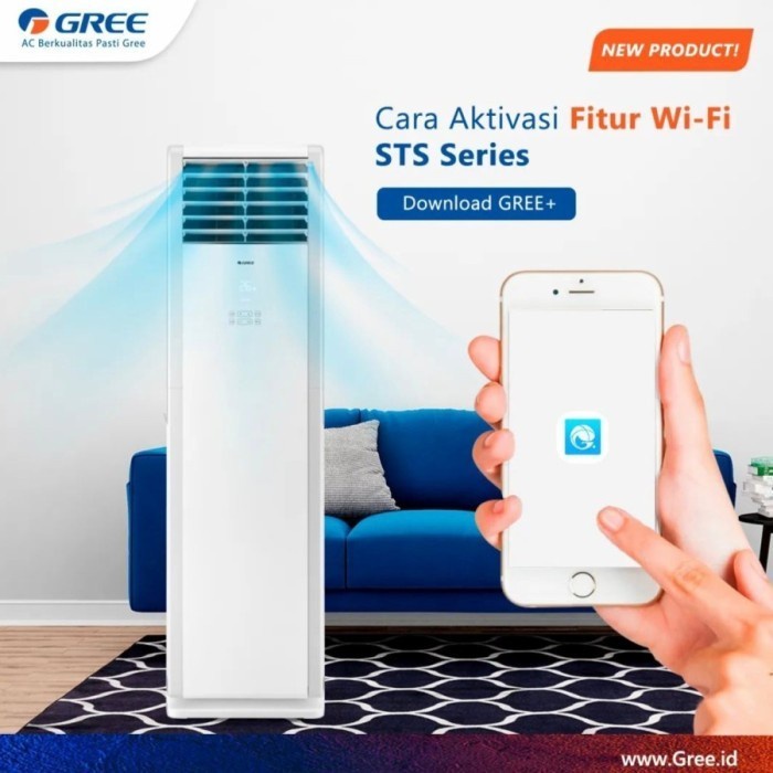 GREE AC Floor Standing 5PK GVC-48STS(S) ECO R32 Wifi Connection 3 Phase