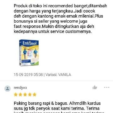 

Entrasol Gold 600Gr Vanila Coklat 100