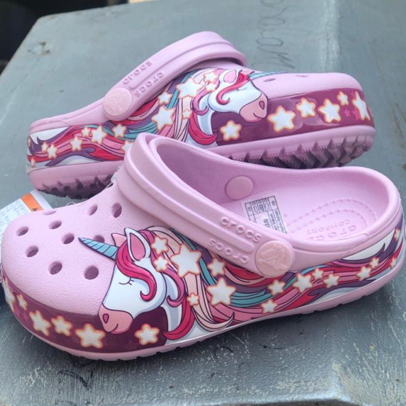 GROSIR Sendal Crocs Fun Lab Unicorn Clogs Croc Clog Sendal Karet Anak Sendal Unicorn Pink